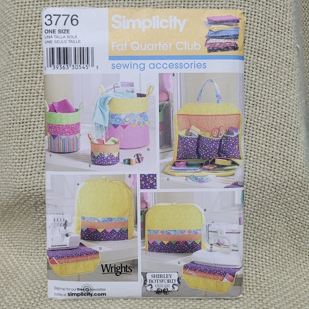 Vintage Simplicity Patttern #3776 Sewing Accessories from the Fat Quarter Club b